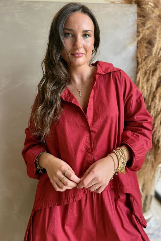 Paloma French Tuck Shirt Sangria